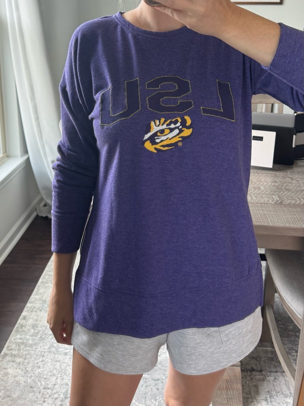 LSU Tigers Purple Crewneck Sweatshirt with Tiger Logo - Picture 4 of 7